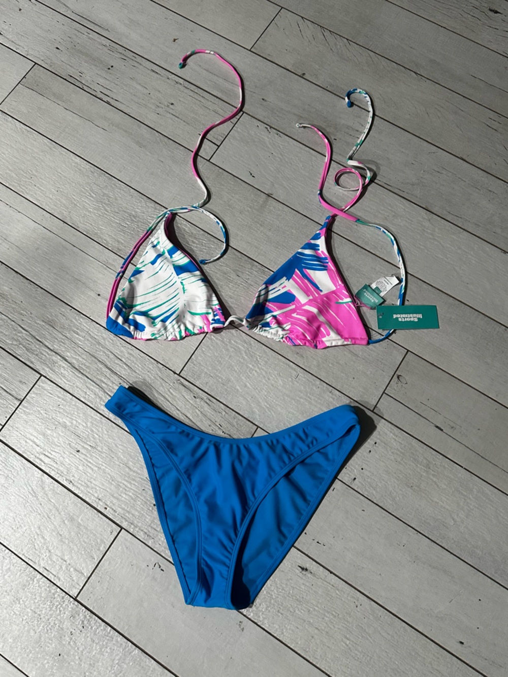 Women’s Two-Piece Swim Set - Blue & Multicolor Print Bikini